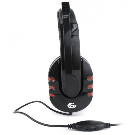 Słuchawki przewodowe z mikrofonem nauszne GHS-402 czarne czerwone GEMBIRD