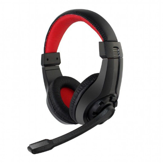Słuchawki przewodowe z mikrofonem nauszne GHS-01 black red GEMBIRD