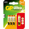 GP Ultra Alkaline AAA 1.5V LR03 battery pack of 4 GP batteries