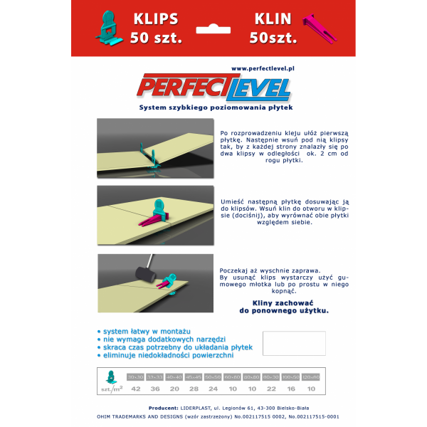 Zestaw do poziomowania płytek 50+50 PERFECT LEVEL
