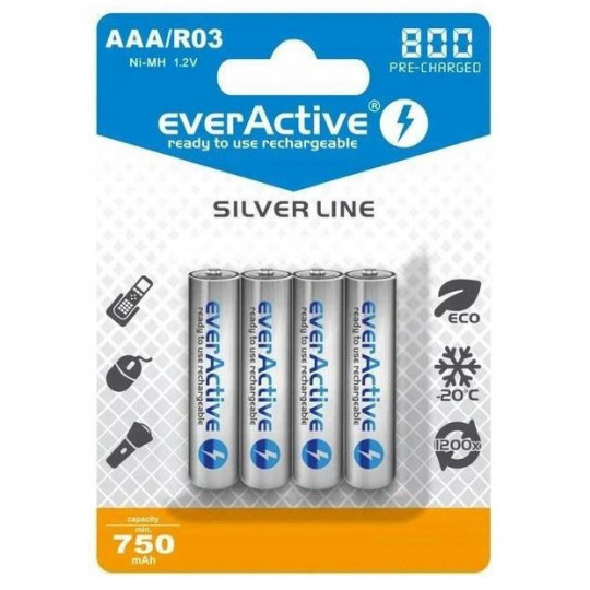 AAA 750mAh EVHRL03 rechargeable batteries EVHRL03 pack of 4 pieces EverActive