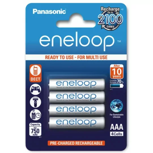 Akumulatorki Eneloop AAA 750mAh 4 sztuki Panasonic Akumulatorki Eneloop AAA 750mAh 4 sztuki Panasonic