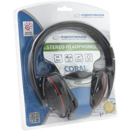 Słuchawki Audio regulacja głośności CORAL EH144K Esperanza