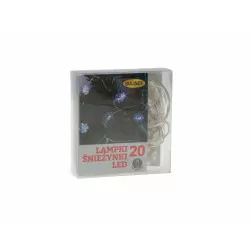 Lampki choinkowe na baterie LED 20 płatki śniegu zimne BULINEX