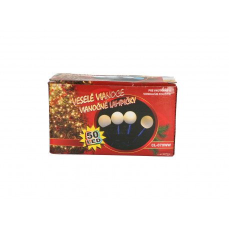 Lampki świąteczne łańcuch kulka 50 LED barwa ciepła