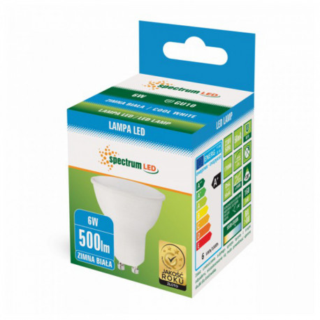 Żarówka LED GU10 6W 230V zimna CW SPECTRUM