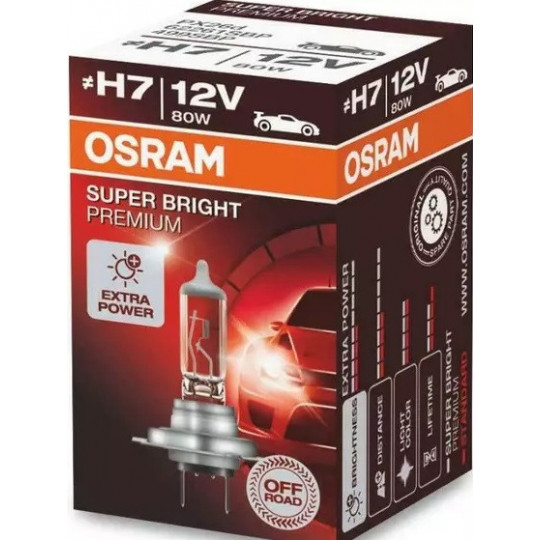 H7 12V 80W SUPER BRIGHT Premium bulb 1 piece OSRAM.