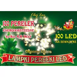 Lampki oświetlenie choinkowe perełki  100 LED  LTK-100/P zimne zewnętrzne OKEJ LUX