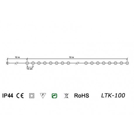 Lampki oświetlenie choinkowe perełki 100 LED LTK-100/P ciepłe zewnętrzne OKEJ LUX