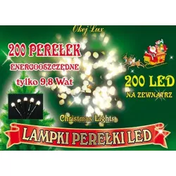 Lampki choinkowe perełki 200 LED  LTK-200/P zimne zewnętrzne OKEJ LUX