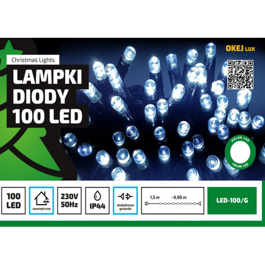 Lampki choinkowe LED100/G ciepłe zewnętrzne 10m OKEJ LUX
