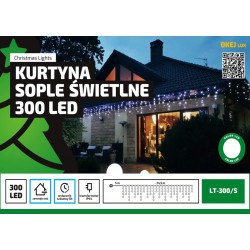 Kurtyna lampki choinkowe LED LT-300/S niebieska zewnętrzna OKEJ LUX