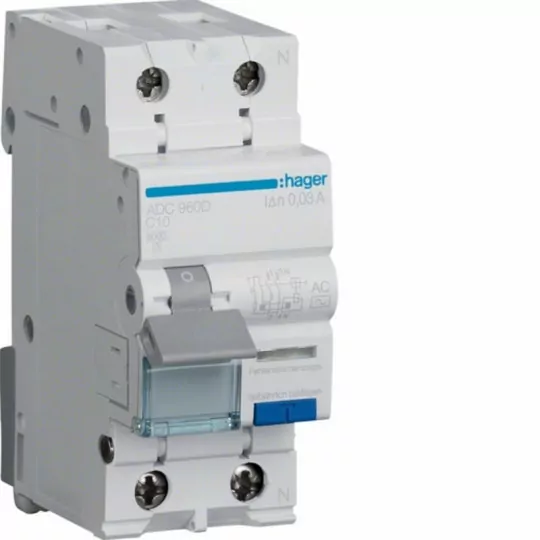 Residual current circuit breaker ADC960D 2P 10A C AC HAGER. Residual current circuit breaker ADC960D 2P 10A C AC HAGER.
