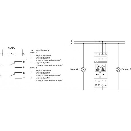 Zegar sterujący cyfrowy tygodniowy 2-kanałowy PCZ-522.3 F&F