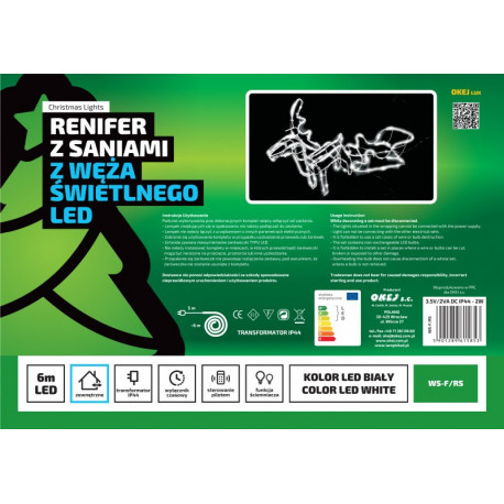 Renifer + sanie LED CW+Pilot+Timer RS-S-CWP OKEJ LUX