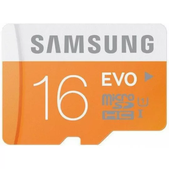 16GB microSDHC Evo memory card with Samsung adaper
