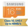 16GB microSDHC Evo memory card with Samsung adaper