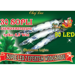 Sople płynące 30-sopli 90LED wewnętrzne niebieskie 8-funkcji OKEJ LUX