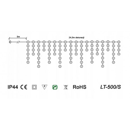 Kurtyna sople LED LT-500/S/M multikolor 24,5m time