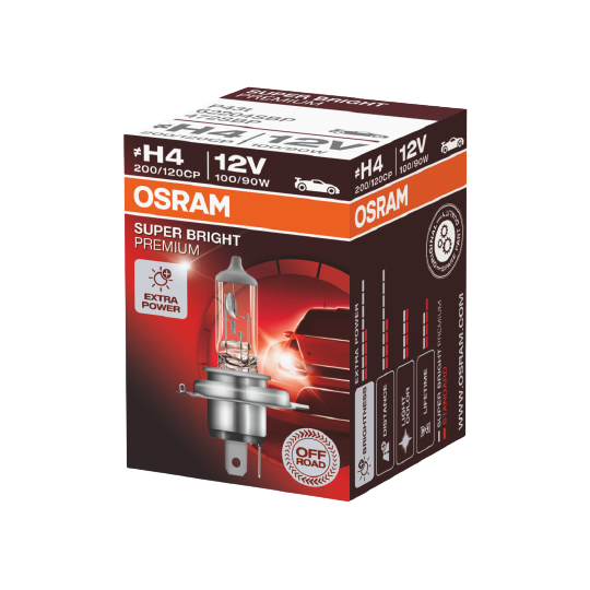H4 12V 90W SUPER BRIGHT Premium OSRAM bulb.