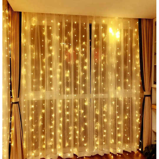 LED Curtain Lights 300 3x3m 8F USB with remote control MACLEAN