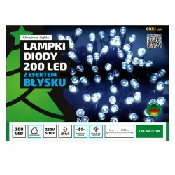 Lampki choinkowe LED200/G/5M multikolor 20m zewnętrzne FLASH OKEJ LUX