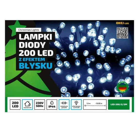 Christmas tree lights LED200/G/5M multicolor 20m outdoor FLASH OKEJ LUX