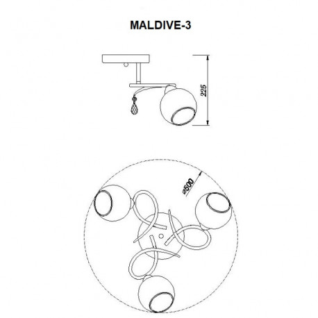 Lampa sufitowa MALDIVE-3 CR chrom 3xE27 Vitalux