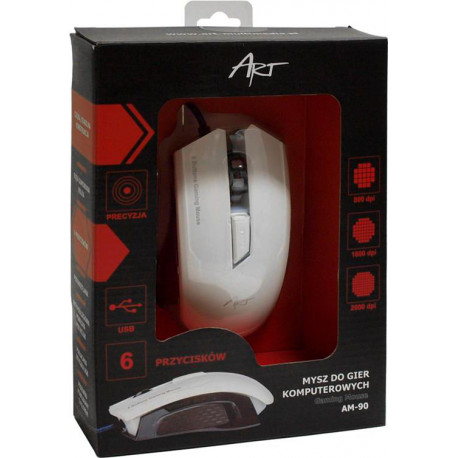 Mysz optyczna do gier biała USB ART