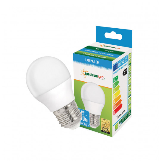 LED bulb ball E27 230V 1W cold CW SPECTRUM