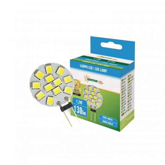 G4 LED 6LED SMD 1.2W 12V cold Spectrum bulb