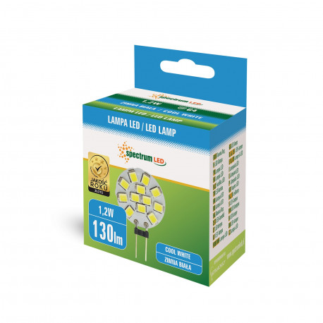 Żarówka G4 LED 6LED SMD 1,2W 12V b.zimna Spectrum-1444