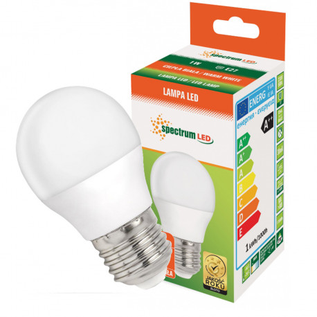 Żarówka LED kulka E27 230V 1W ciepła WW SPECTRUM
