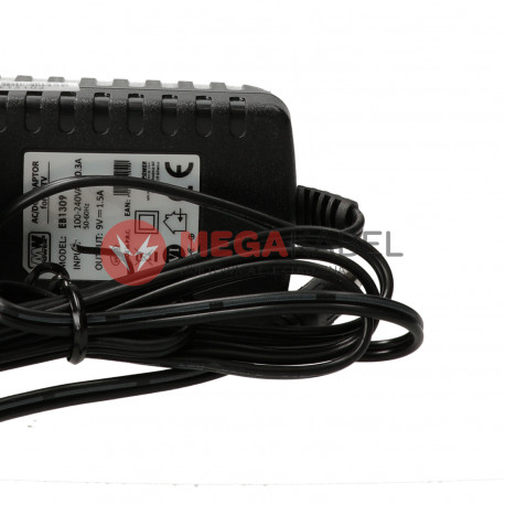 Zasilacz wtyczkowy EB1309 9V 1,5A MWPOWER