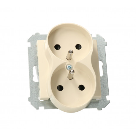 Simon54 Gniazdo wtyczkowe podwójne z uziemieniem DGZ2MZ.01/41 beżowy