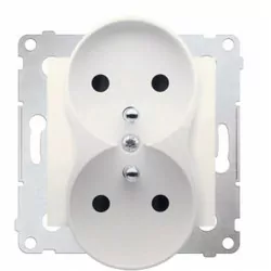 Simon54 Gniazdo wtyczkowe podwójne z uziemieniem DGZ2MZ.01/41 beżowy