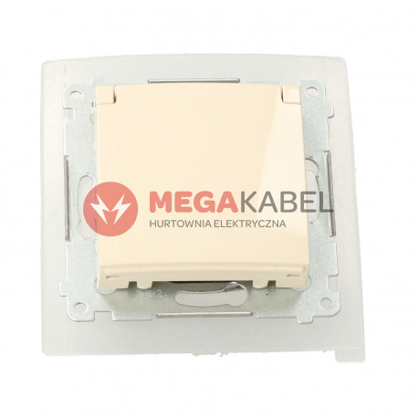 Simon54 gniazdo hermetyczne z uziemieniem oraz klapką pełna DGZ1BZ.01/41 beżowe