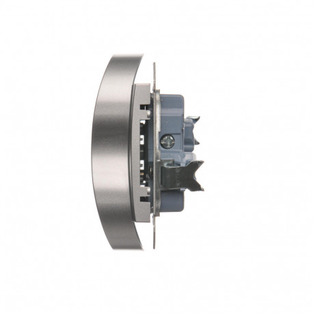 Simon54 Gniazdo wtyczkowe podwójne z uziemieniem DGZ2MZ.01/43 srebrny