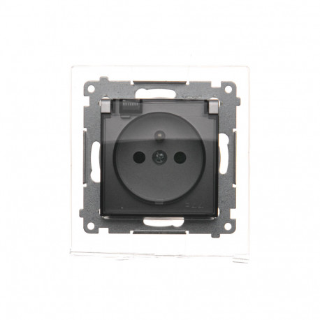 Simon54 Gniazdo wtyczkowe pojedyncze IP44 - klapka DGZ1BZ.01/43A srebrny