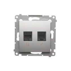 Simon54 Gniazdo komputerowe RJ45 +telefoniczne RJ12 D5T.01/43 srebrne
