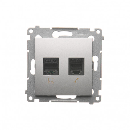 Simon54 Gniazdo komputerowe RJ45 +telefoniczne RJ12 D5T.01/43 srebrne