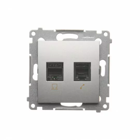 Simon54 RJ45 computer +phone socket RJ12 D5T.01/43 silver
