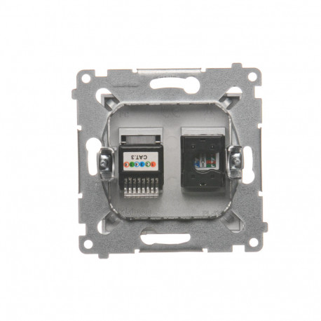 Simon54 Gniazdo komputerowe RJ45 +telefoniczne RJ12 D5T.01/43 srebrne