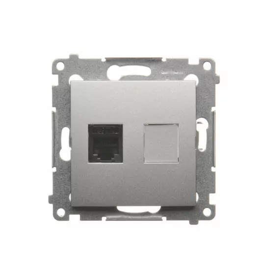 Simon54 Gniazdo telefoniczne pojedyńcze RJ12 DT1.01/43 srebrny