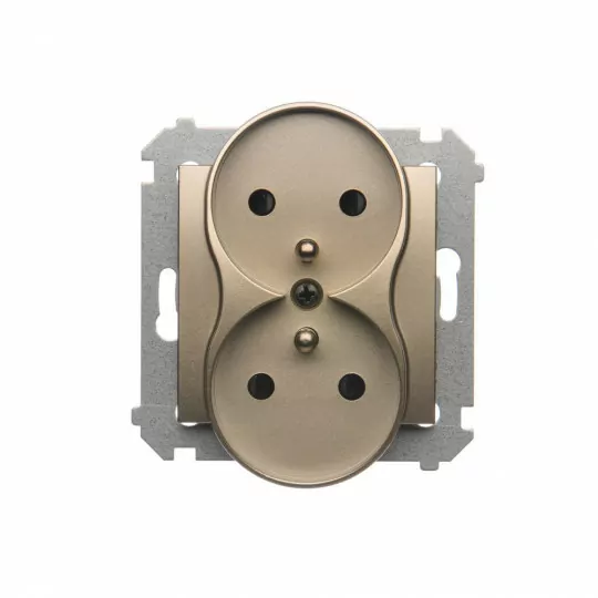 Simon54 Double grounded plug socket DGZ2MZ.01/44 gold