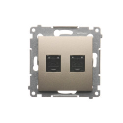 Simon54 Gniazdo komuterowe RJ45 podwójne D62.01/44 złoty