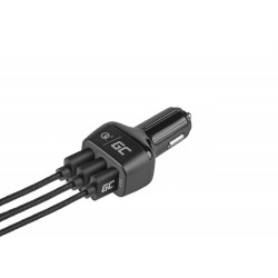 Ładowarka Green Cell Wieloportowa ładowarka samochodowa USB z funkcją szybkiego ładowania Quick Charge 3.0