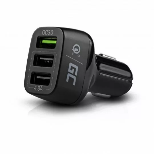 Ładowarka Green Cell Wieloportowa ładowarka samochodowa USB z funkcją szybkiego ładowania Quick Charge 3.0