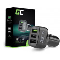 Ładowarka Green Cell Wieloportowa ładowarka samochodowa USB z funkcją szybkiego ładowania Quick Charge 3.0