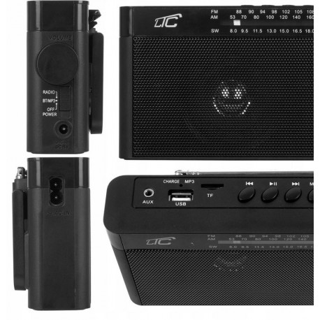 Radio sieciowo-bateryjne czarne przenośne AM, FM, SW  SONA LTC